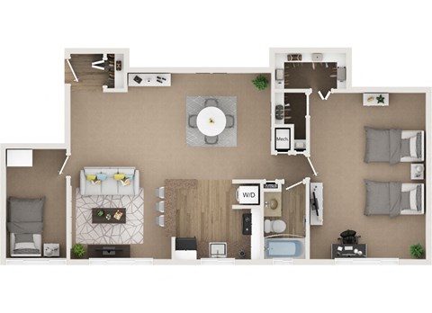 Floor plan for 1 bed, 1 bath, 1200 sqft